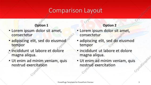 Comparison presentation slide layout