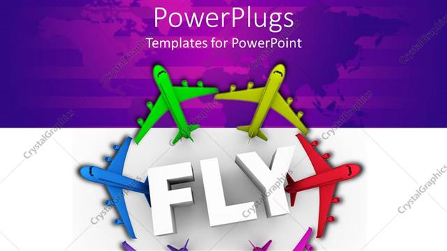  Presentation with world travel - A number of colorful airplanes in a circle