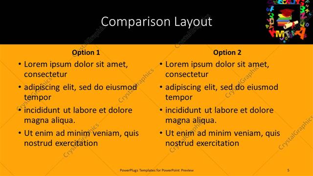 Comparison presentation slide layout