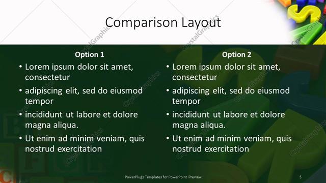 Comparison presentation slide layout