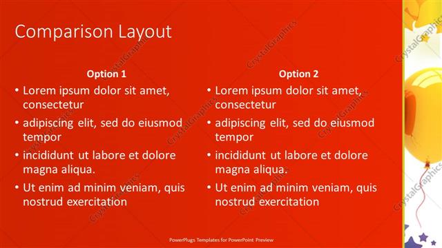 Comparison presentation slide layout
