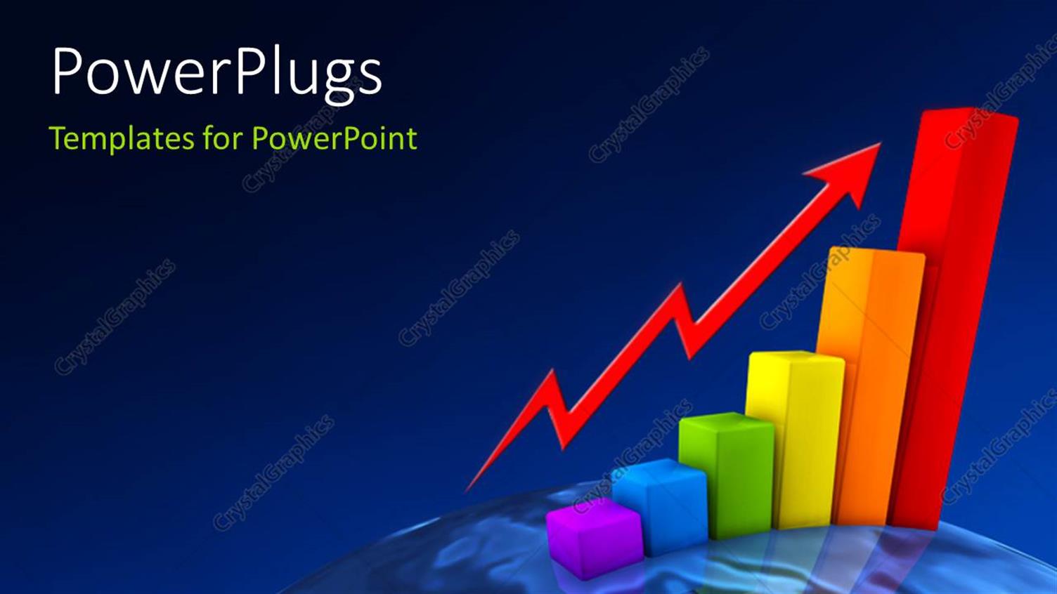 Featuring a Number of Colorful Bars with Bluish Background