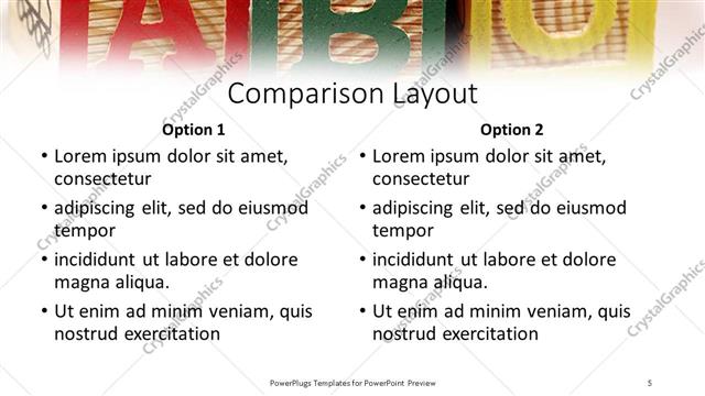Comparison presentation slide layout