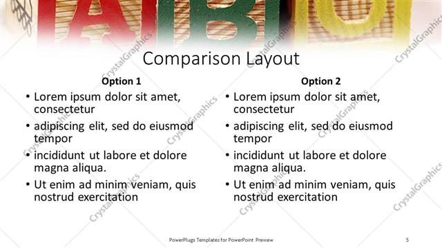 Comparison presentation slide layout