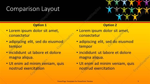 Comparison presentation slide layout
