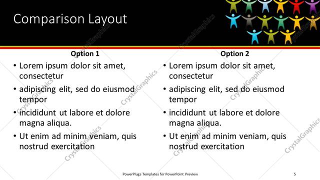 Comparison presentation slide layout