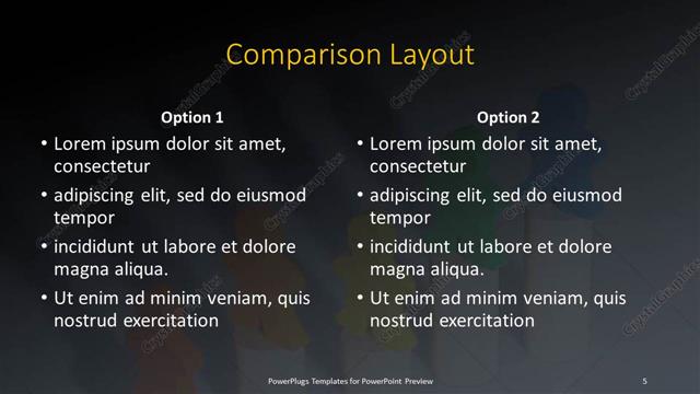 Comparison presentation slide layout