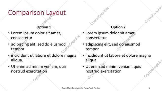 Comparison presentation slide layout