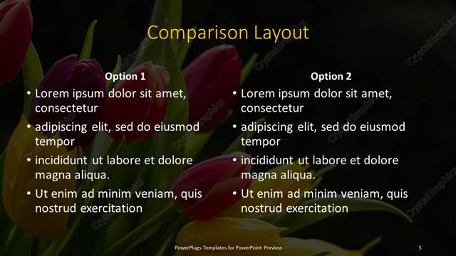 Comparison presentation slide layout