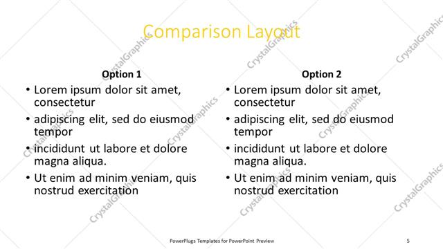 Comparison presentation slide layout