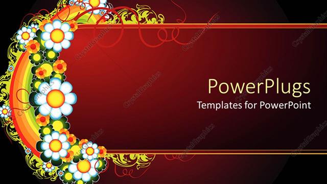  Presentation with floral - A number of colorful flowers with reddish background