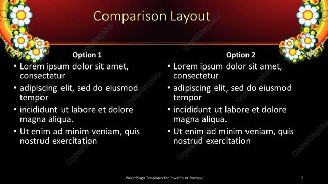 Comparison presentation slide layout