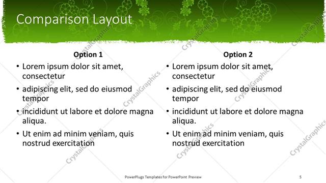 Comparison presentation slide layout