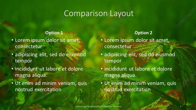 Comparison presentation slide layout
