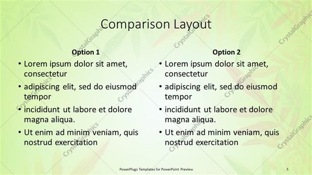 Comparison presentation slide layout