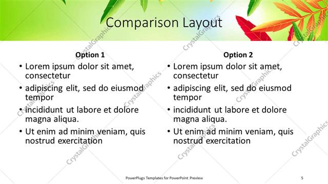 Comparison presentation slide layout