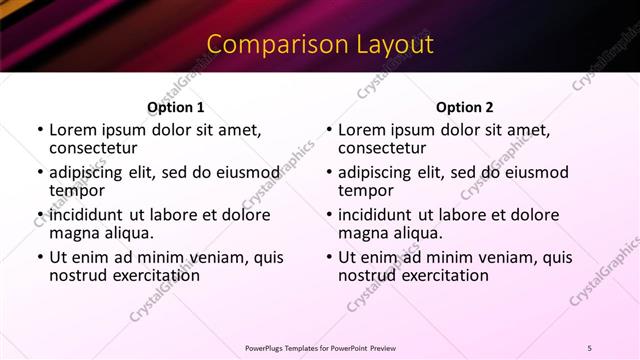 Comparison presentation slide layout