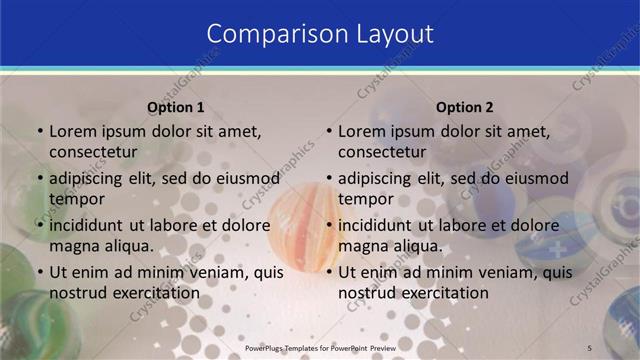 Comparison presentation slide layout