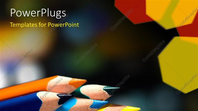 Presentation with pencils - A number of colorful pencils with blurred background