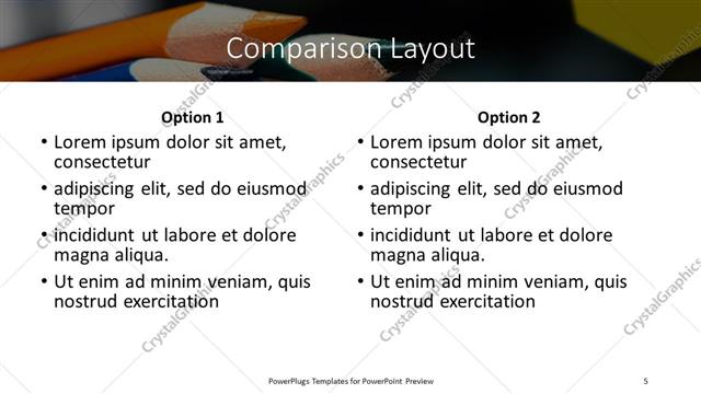 Comparison presentation slide layout