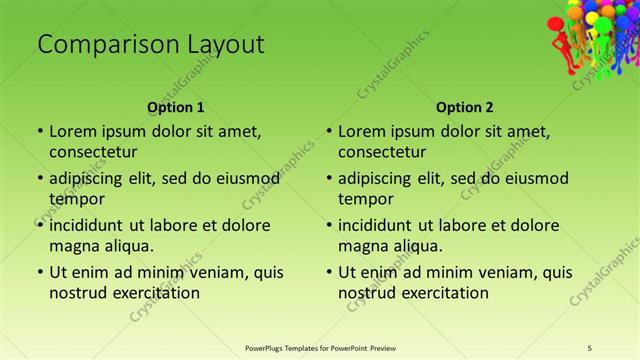 Comparison presentation slide layout