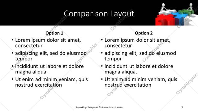 Comparison presentation slide layout