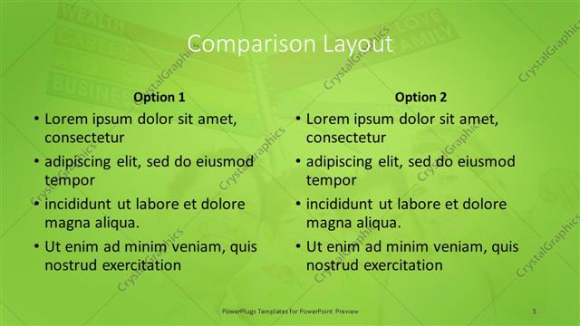 Comparison presentation slide layout