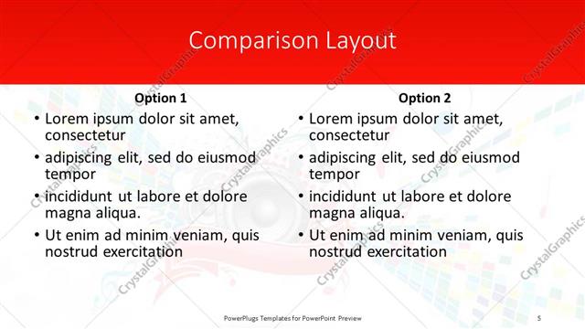 Comparison presentation slide layout