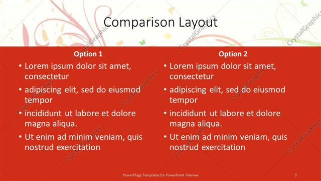Comparison presentation slide layout