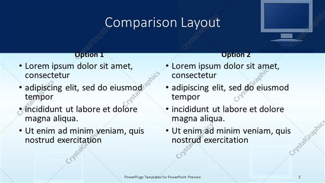 Comparison presentation slide layout