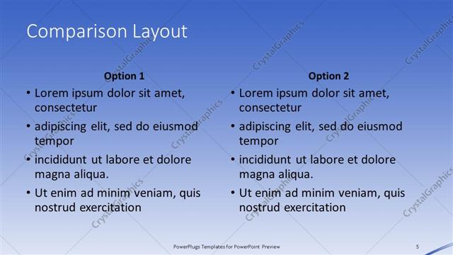 Comparison presentation slide layout