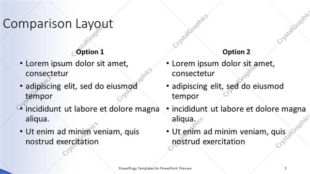 Comparison presentation slide layout