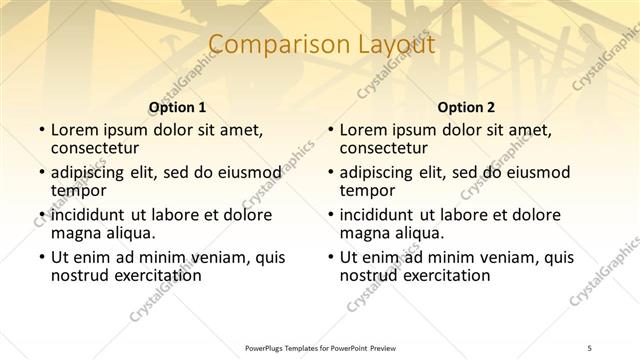 Comparison presentation slide layout