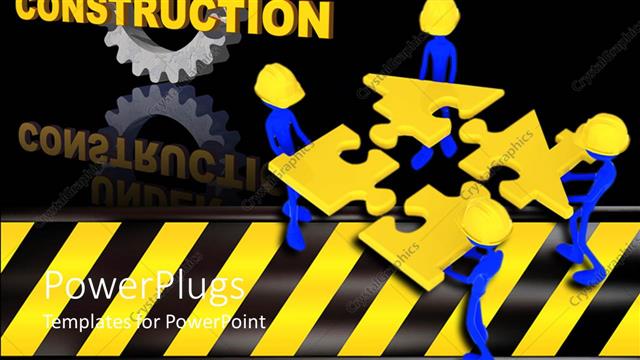  Presentation with holding puzzle pieces - A number of construction workers holding the puzzle pieces