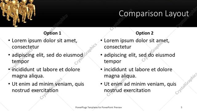 Comparison presentation slide layout