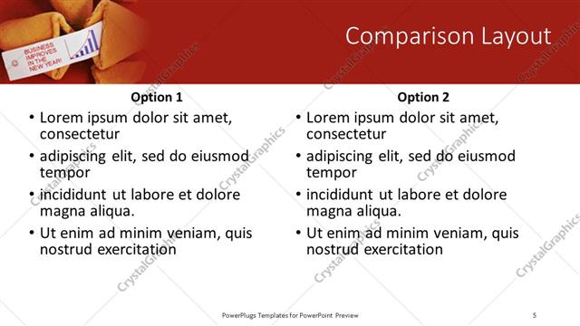 Comparison presentation slide layout