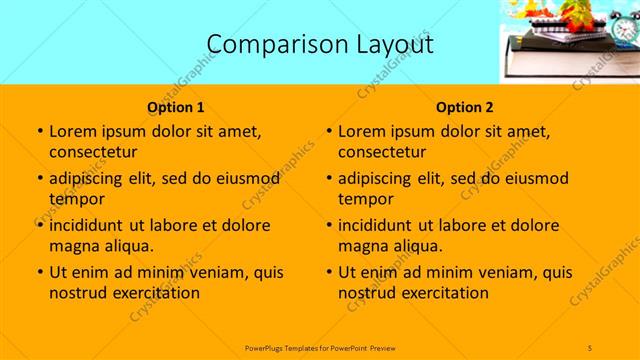 Comparison presentation slide layout