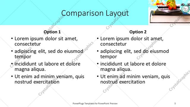 Comparison presentation slide layout