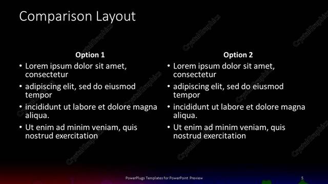 Comparison presentation slide layout