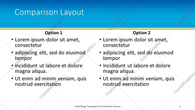 Comparison presentation slide layout