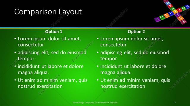 Comparison presentation slide layout