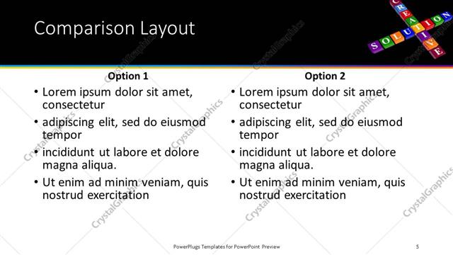 Comparison presentation slide layout
