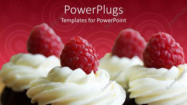  Presentation with cupcakes - A number of cupcakes with cherries and cream