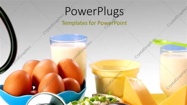  Presentation with dairy - A number of cups and utensils with vegetables