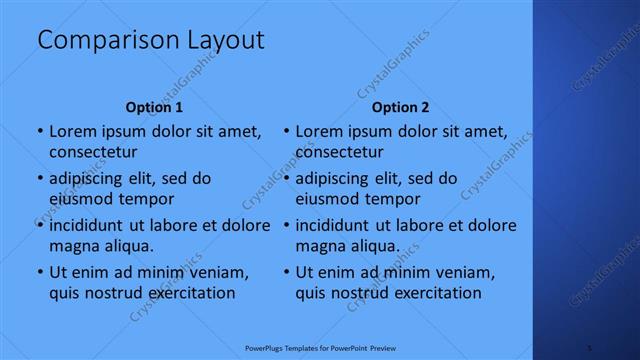 Comparison presentation slide layout