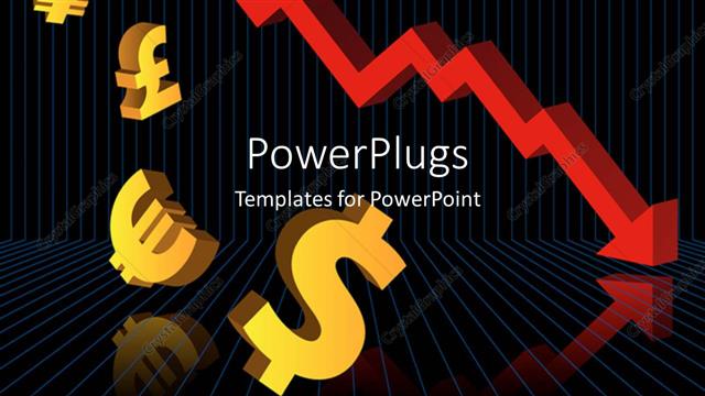  Presentation with financial crisis - A number of currency signs falling like the economy