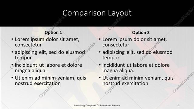 Comparison presentation slide layout