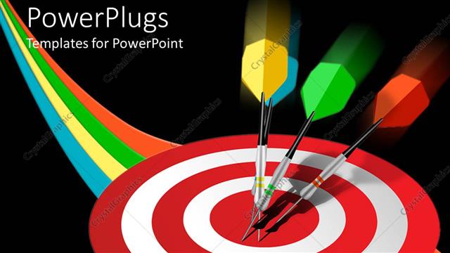  Presentation with target - A number of darts with bluish background