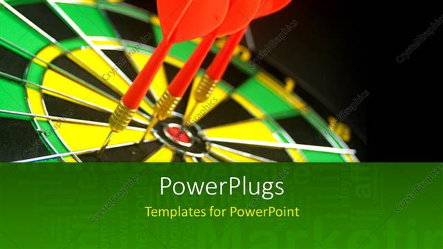  Presentation with targets - A number of darts hitting on the dartboard