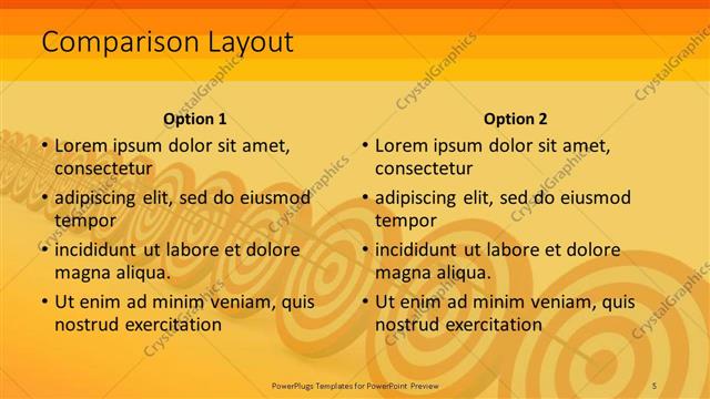 Comparison presentation slide layout